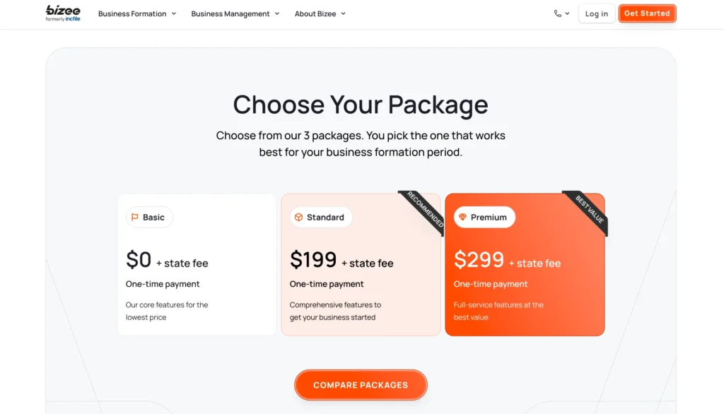 Bizee Pricing Option