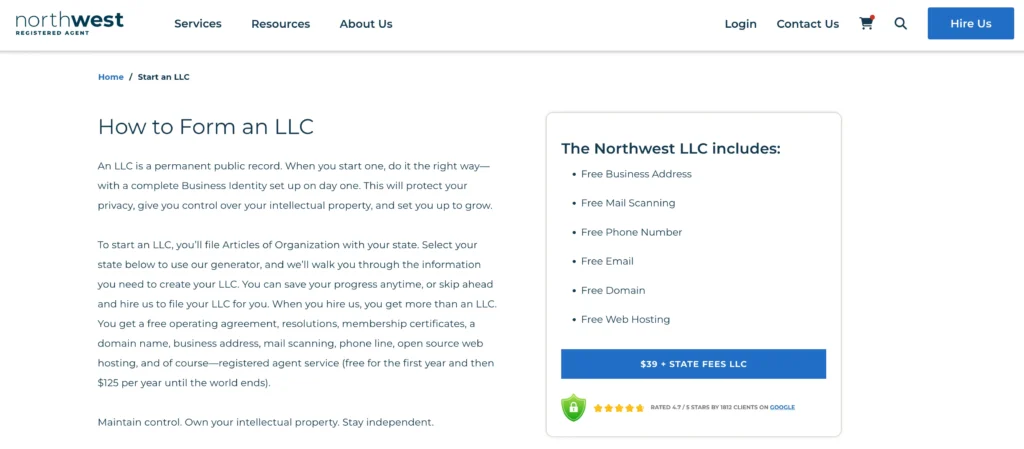 Northwest Registered Agent Pricing