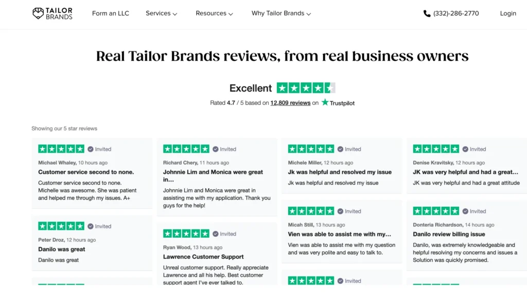 Tailor Brands - User Reviews